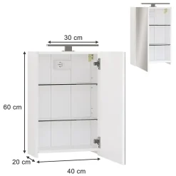 Vicco Armoire de toilette Blanc 40x60cm avec éclairage LED