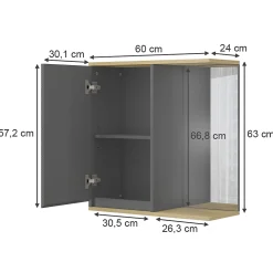 Vicco armoire de toilette Anthracite 60x63cm