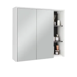 Vicco Armoire de toilette blanc/gris 80x75cm avec des étagères ouvertes