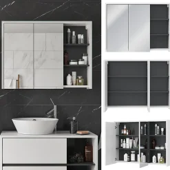 Vicco Armoire de toilette blanc/anthracite 18x75cm