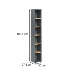 Vicco Armoire haute Anthracite/chêne doré 30x188.6cm