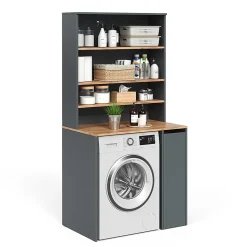 Vicco Armoire machine à laver Anthracite/chêne doré 93.6x88.2cm 2 pièces avec placard et étagère