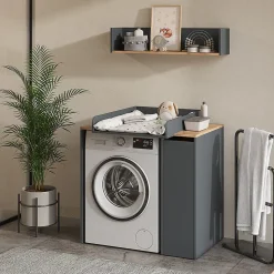 Vicco Armoire machine à laver Anthracite/chêne doré 93.6x88.2cm 2 pièces avec plan à langer