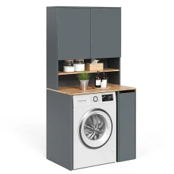Vicco Armoire machine à laver Anthracite/chêne doré 93.6x88.2cm 2 pièces avec étagère