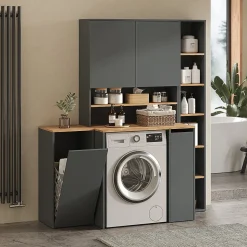 Vicco Armoire machine à laver Anthracite/chêne doré 93.6x88.2cm 2 pièces avec étagère