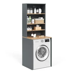 Vicco Armoire machine à laver Anthracite/chêne doré 66x88.2cm 2 parties avec étagère