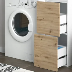 Vicco Armoire machine à laver Blanc 99x98cm avec 2 tiroirs
