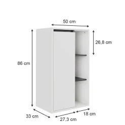 Vicco Armoire Midischrank blanc/gris 50x86cm avec des étagères ouvertes