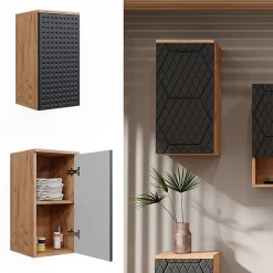 Vicco Armoire murale Anthracite à pois 30x59cm 2 compartiments, salle de bain