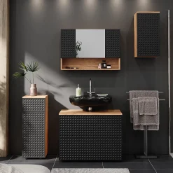 Vicco Armoire murale Anthracite à pois 30x59cm 2 compartiments, salle de bain