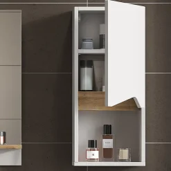 Vicco Armoire murale Blanc 30x67cm avec porte et compartiment ouvert