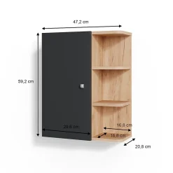 Vicco Armoire murale de salle de bain Anthracite 47.2x59.2cm