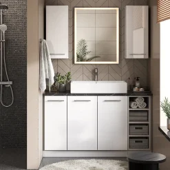 Vicco Armoire murale de salle de bain Rouge bordeaux Haute brillance 40x72cm