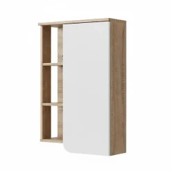 Vicco Armoire murale Sonoma/blanc 50x75cm avec porte et compartiments ouverts