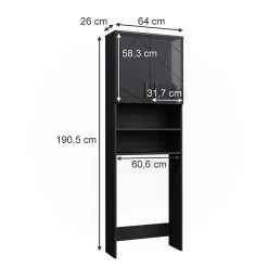 Vicco Armoire pour machine à laver Anthracite Haute brillance 64x190.5cm
