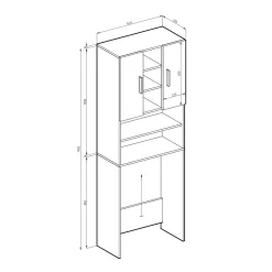 Vicco Armoire pour machine à laver Béton 64x190cm
