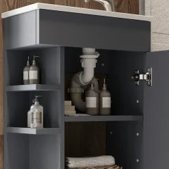 Vicco Ensemble de meubles de salle de bain Anthracite 2 parties, avec lavabo
