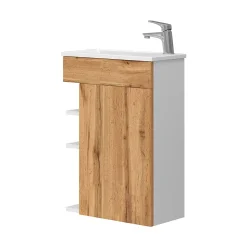 Vicco Ensemble de meubles de salle de bain Chêne de force doré 2 parties, avec lavabo