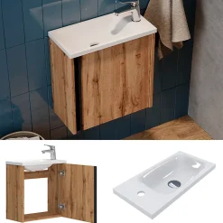 Vicco Ensemble de meubles de salle de bain Chêne de force doré 2 parties