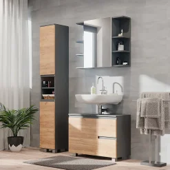 Vicco Ensemble de meubles de salle de bain Gris 3 parties