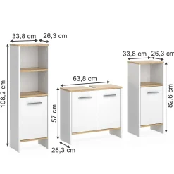 Vicco Ensemble de meubles de salle de bains Chêne blanc/force de lor 3 pièces