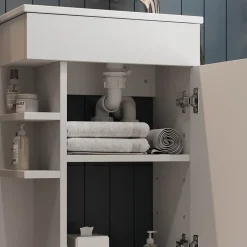 Vicco Ensemble de meubles de salle de bain Blanc 2 parties, avec lavabo
