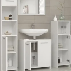 Vicco Ensemble de meubles de salle de bain Blanc 2 parties