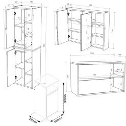 Vicco Ensemble de meubles de salle de bain Marron 4 parties