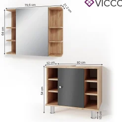 Vicco Ensemble de meubles de salle de bain Chêne 2 parties