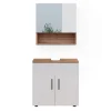 Vicco Ensemble meubles bain Blanc brillant/Chêne doré 2 pièces, armoire basse 60 cm