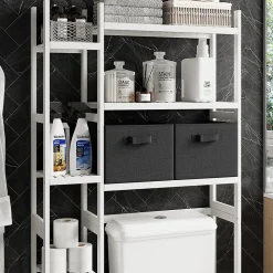 Vicco Etagère de toilettes Blanc 78.5x163cm avec 2 tiroirs en non-tissé