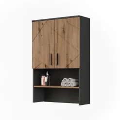 Vicco Meuble bain Anthracite/Artisan 68x103.5cm avec 2 portes