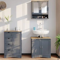 Vicco Meuble de rangement de salle de bain Gris 55x81cm