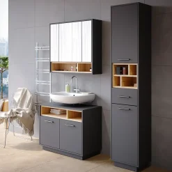 Vicco Meuble de rangement de salle de bain Anthracite 38x190cm