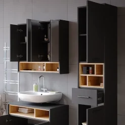 Vicco Meuble de rangement de salle de bain Anthracite 38x190cm