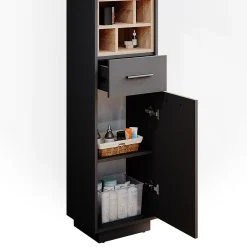 Vicco Meuble de rangement de salle de bain Anthracite 38x190cm