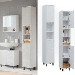 Vicco Meuble de rangement de salle de bain Blanc 30x190.3cm