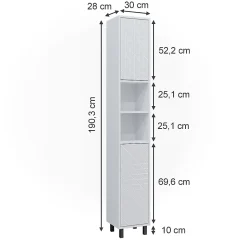 Vicco Meuble de rangement de salle de bain Blanc 30x190.3cm