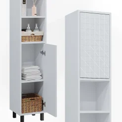 Vicco Meuble de rangement de salle de bain Blanc 30x190.3cm