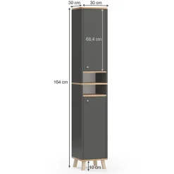 Vicco Meuble de rangement de salle de bain Anthracite 30x174cm