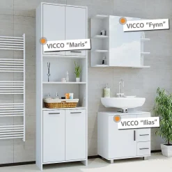 Vicco Meuble de rangement de salle de bain Blanc 56.1x190cm