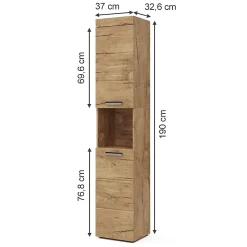 Vicco Meuble de rangement de salle de bain Chêne Wotan 37x190cm