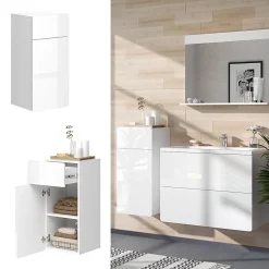 Vicco Meuble salle de bain Blanc 36.6x76.6cm avec tiroir et porte