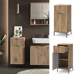 Vicco Meuble salle de bain Chêne Viking 40x87cm avec porte et tiroir
