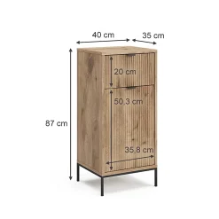 Vicco Meuble salle de bain Chêne Viking 40x87cm avec porte et tiroir