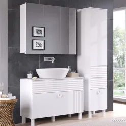 Vicco Meuble salle de bain Blanc 40.2x192.4cm avec porte et tiroirs