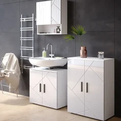 Vicco Meuble salle de bain Blanc Haute brillance 60x81cm