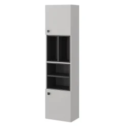 Vicco Meuble salle de bain Gris 37.5x150cm avec porte et compartiments ouverts