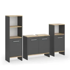 Vicco Meubles bain Anthracite/chêne doré 3 pièces