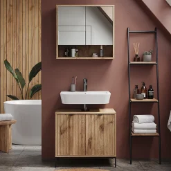 Vicco miroir de salle de bain Chêne Viking 70x65cm avec 2 portes